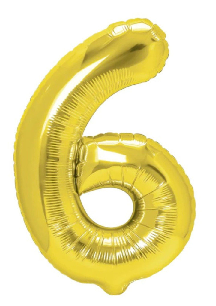 Balon cyfra "6" złota 100cm